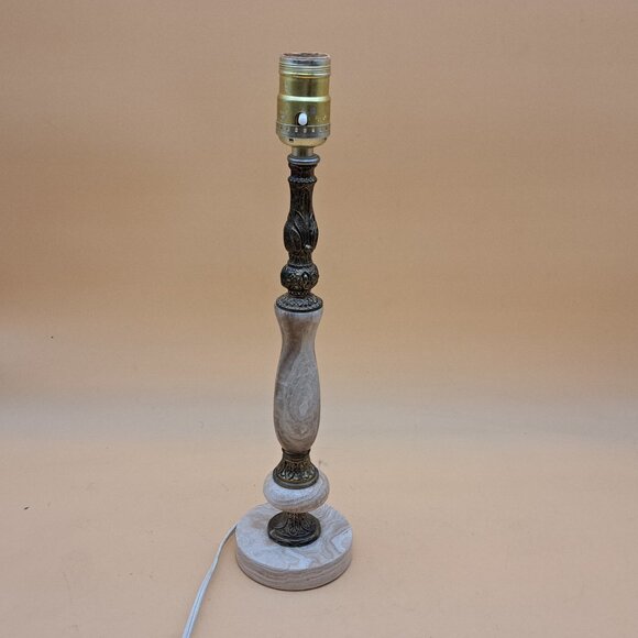 Vintage Brass & Marble Table Lamp - Picture 5 of 11